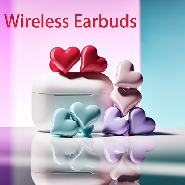 NEW IN!!! Fashionable Wireless Heart Buds BT Earphones